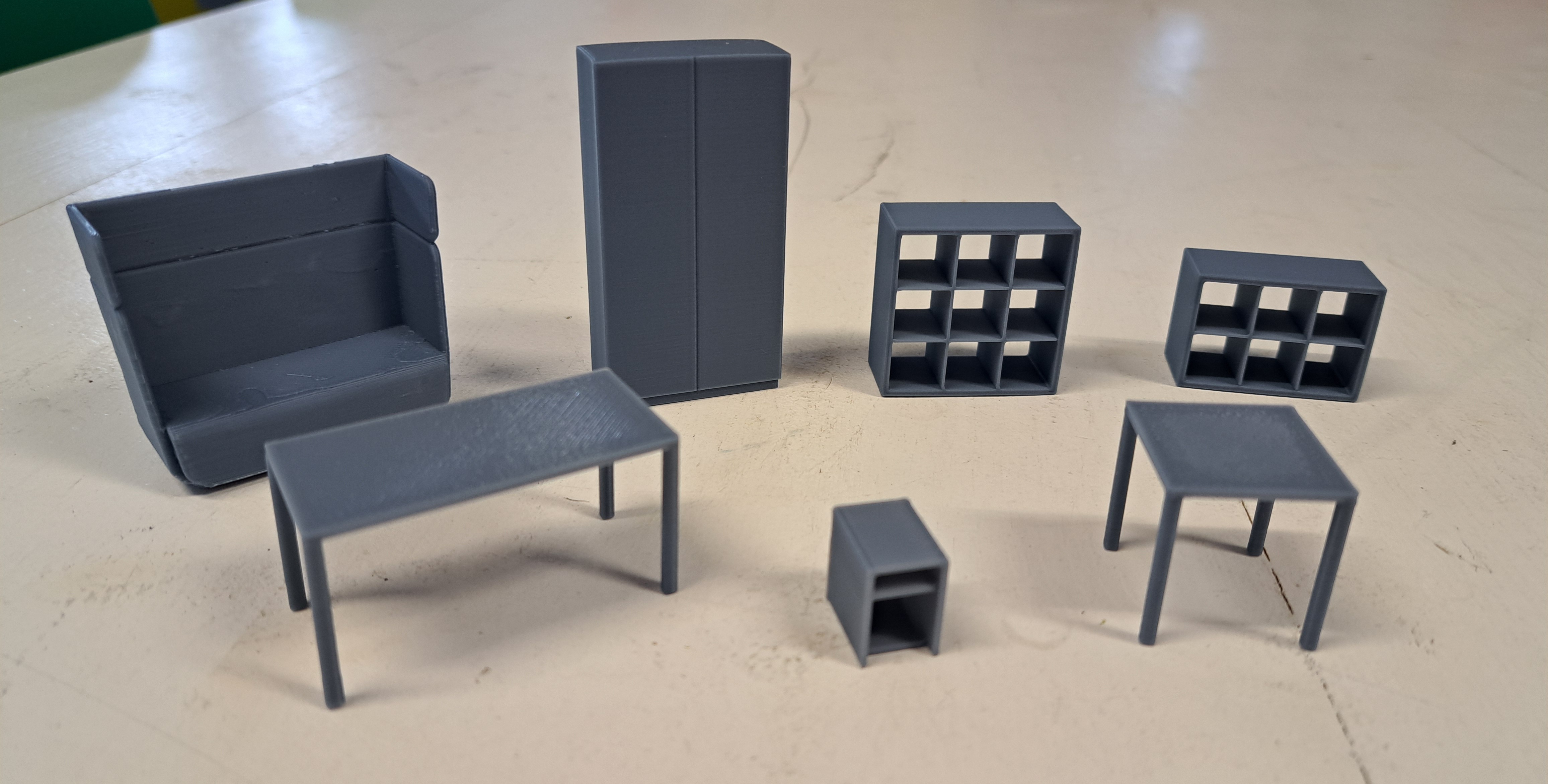 3D-gedruckte Möbelminiaturen für die Schulraumplanung
