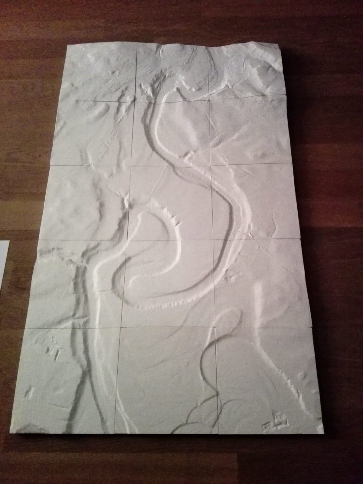 Relief der Rheinschlaufen aus 15 Kacheln zusammengelegt, Doppelschlaufe des Rheins bei Rheinau